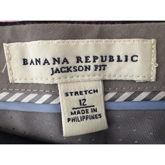 Banana Republic Size 12 Jackson Fit Stretch Black Trousers Wool Blend - Picture 3 of 13
